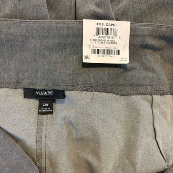 Alfani Plus Size 20W & 24W Tummy-Control Grey Capri Dress Pants NWT - Picture 6 of 7